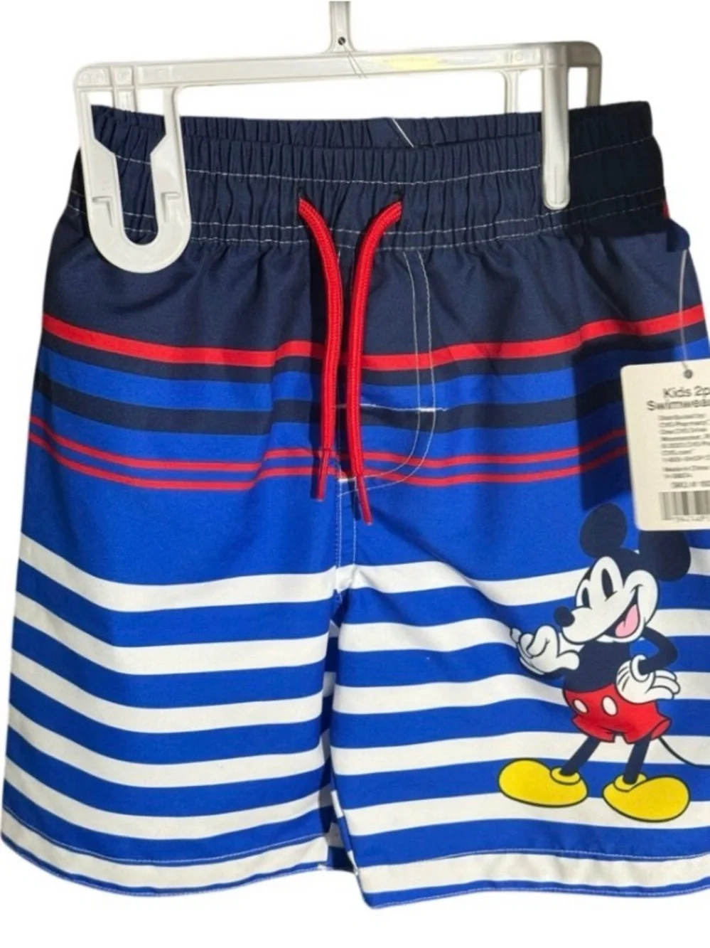 Mickey Kids' White & Navy Rash Guard Swim Set with Hat - UPF 50+